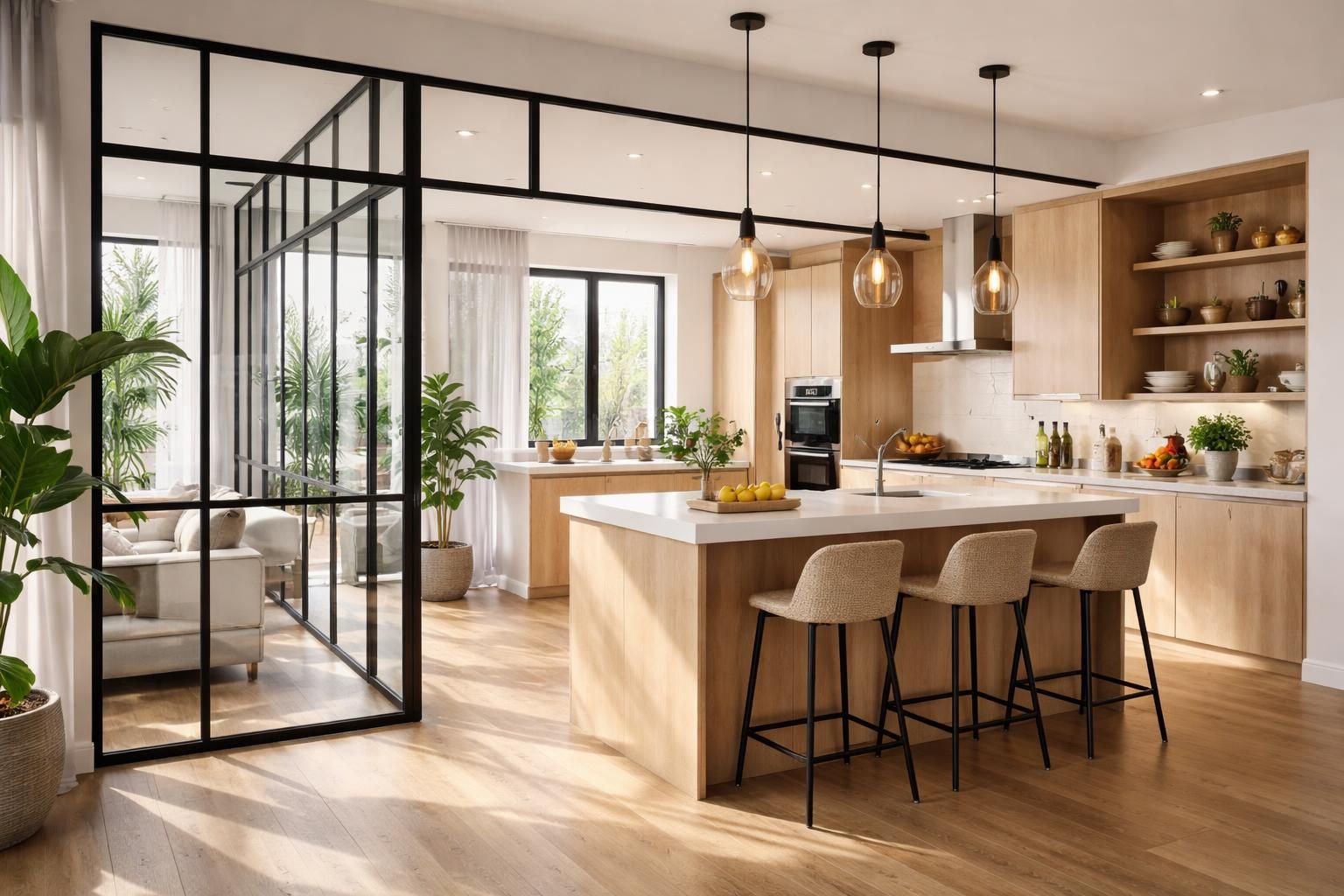 découvrez les avantages d'une cuisine ouverte et vitrée grâce à la verrière d'intérieur : luminosité optimale, esthétique moderne et séparation élégante des espaces.