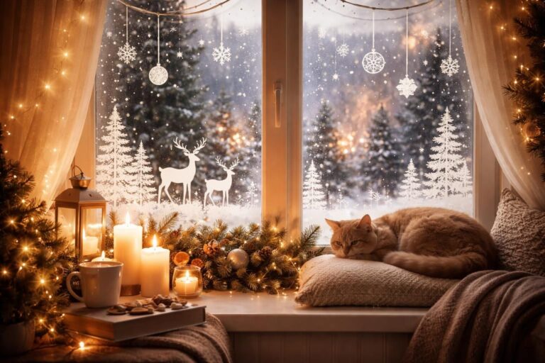 Décorer ses fenêtres avec un pochoir de Noël pour une ambiance féerique